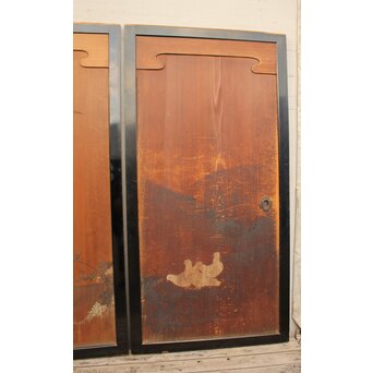 花鳥図一枚板の板絵2枚1組　B773Y 