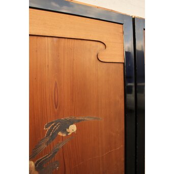 花鳥図一枚板の板絵2枚1組　B773Y 