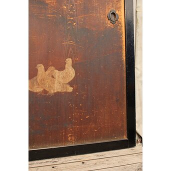 花鳥図一枚板の板絵2枚1組　B773Y 