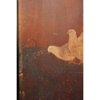 花鳥図一枚板の板絵2枚1組　B773Y 