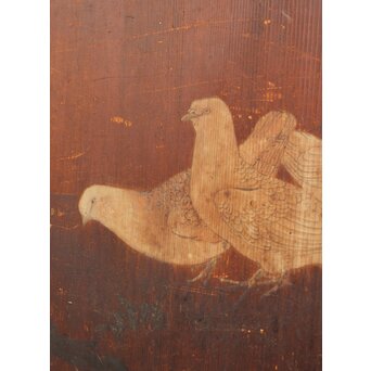 花鳥図一枚板の板絵2枚1組　B773Y 