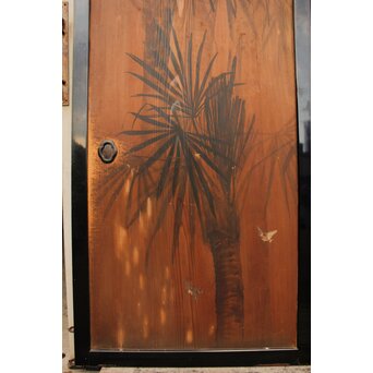 花鳥図一枚板の板絵2枚1組　B773Y 