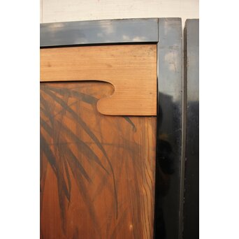 花鳥図一枚板の板絵2枚1組　B773Y 