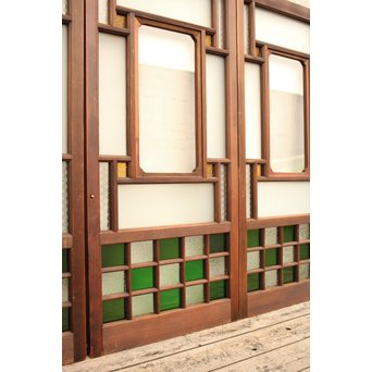 市松細工意匠ガラス戸　4枚1組　GD883 