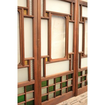 市松細工意匠ガラス戸　4枚1組　GD883 