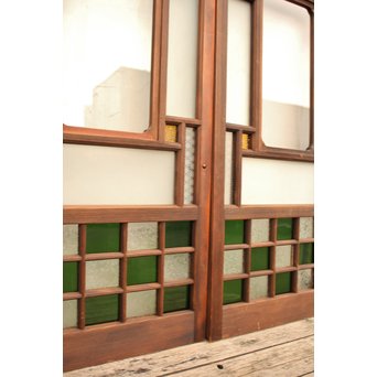 市松細工意匠ガラス戸　4枚1組　GD883 