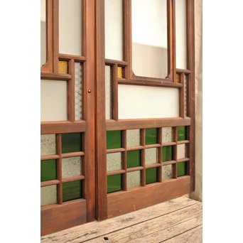 市松細工意匠ガラス戸　4枚1組　GD883 