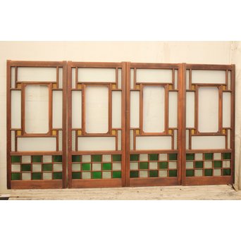 市松細工意匠ガラス戸　4枚1組　GD883
