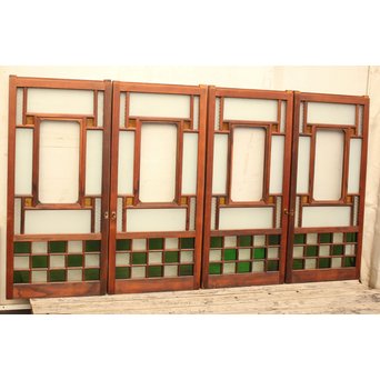 市松細工意匠ガラス戸　4枚1組　GD883 