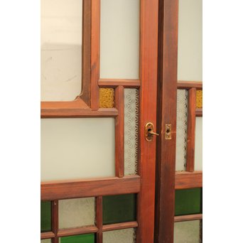 市松細工意匠ガラス戸　4枚1組　GD883 