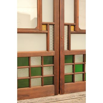 市松細工意匠ガラス戸　4枚1組　GD883 