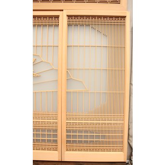 美品扇面に鶴松組子書院　5枚1組　R1706 