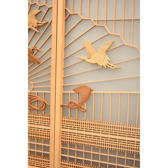 美品扇面に鶴松組子書院　5枚1組　R1706 