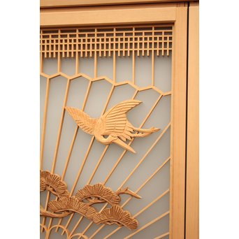 美品扇面に鶴松組子書院　5枚1組　R1706 