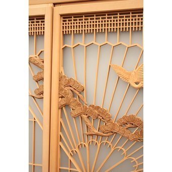 美品扇面に鶴松組子書院　5枚1組　R1706 