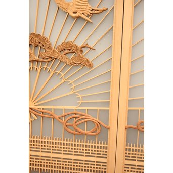 美品扇面に鶴松組子書院　5枚1組　R1706 