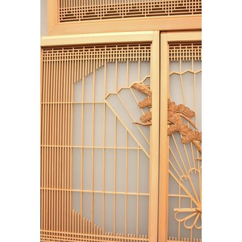 美品扇面に鶴松組子書院　5枚1組　R1706 