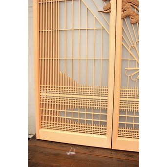 美品扇面に鶴松組子書院　5枚1組　R1706 