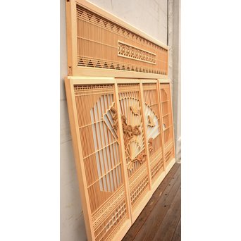 美品扇面に鶴松組子書院　5枚1組　R1706 