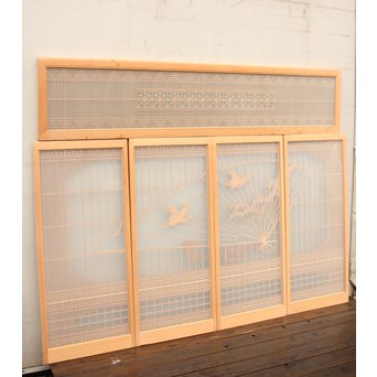 美品扇面に鶴松組子書院　5枚1組　R1706 