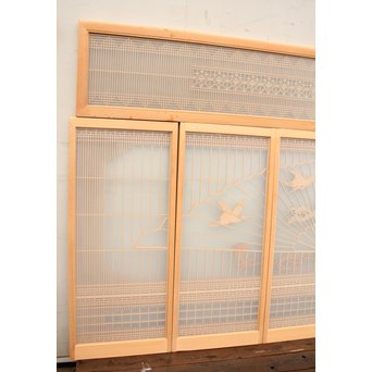 美品扇面に鶴松組子書院　5枚1組　R1706 