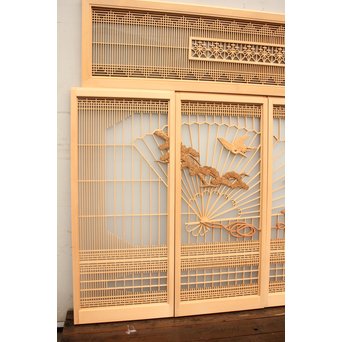 美品扇面に鶴松組子書院　5枚1組　R1706 