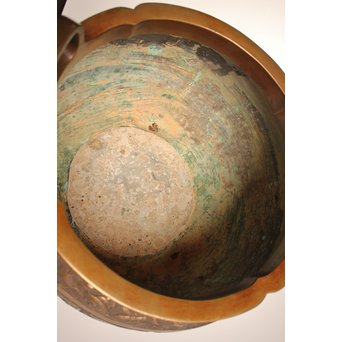 古青銅器風饕餮紋宣徳大火鉢/瓶掛　H444 