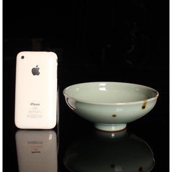 二代諏訪蘇山 飛青磁茶碗　K219 