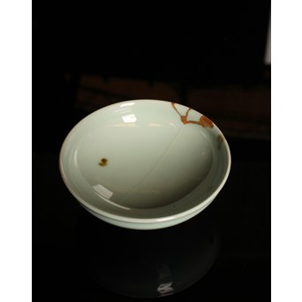 二代諏訪蘇山 飛青磁茶碗　K219