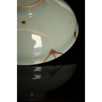 二代諏訪蘇山 飛青磁茶碗　K219 