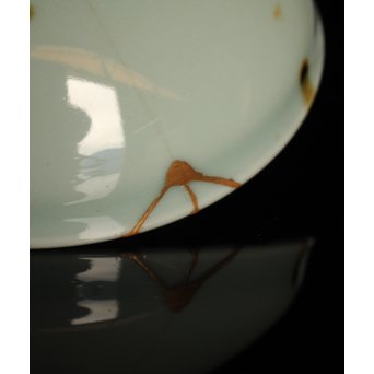 二代諏訪蘇山 飛青磁茶碗　K219 