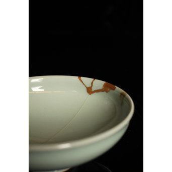 二代諏訪蘇山 飛青磁茶碗　K219 