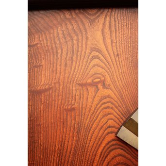 象嵌肉厚扇真鍮金具総欅上杢格子蔵戸　W436 