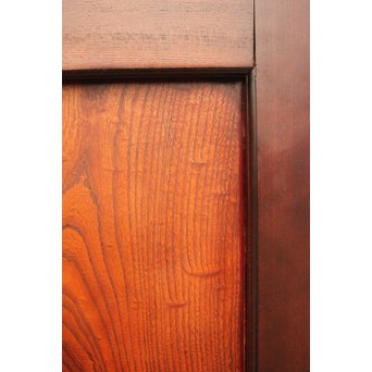 象嵌肉厚扇真鍮金具総欅上杢格子蔵戸　W436 