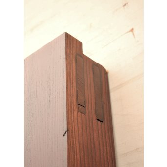 象嵌肉厚扇真鍮金具総欅上杢格子蔵戸　W436 