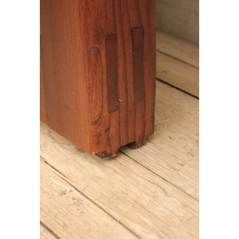 象嵌肉厚扇真鍮金具総欅上杢格子蔵戸　W436 