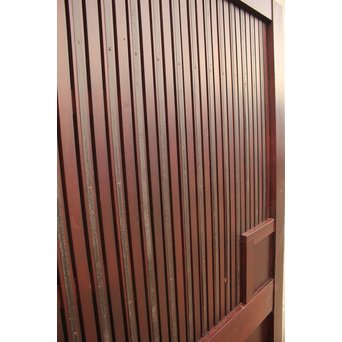 象嵌肉厚扇真鍮金具総欅上杢格子蔵戸　W436 