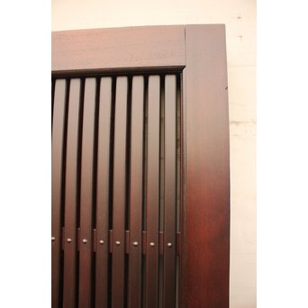 象嵌肉厚扇真鍮金具総欅上杢格子蔵戸　W436 