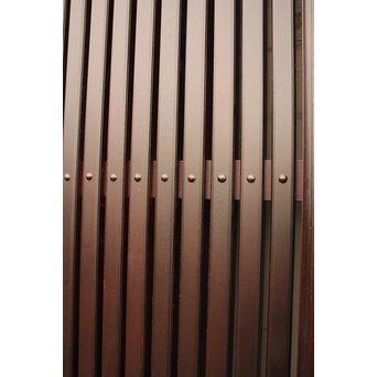 象嵌肉厚扇真鍮金具総欅上杢格子蔵戸　W436 