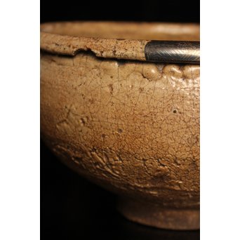 波千鳥蒔絵継古唐津片口/茶碗　K237 