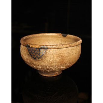 波千鳥蒔絵継古唐津片口/茶碗　K237