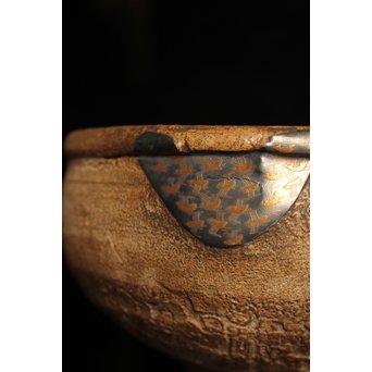 波千鳥蒔絵継古唐津片口/茶碗　K237 