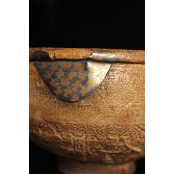 波千鳥蒔絵継古唐津片口/茶碗　K237 