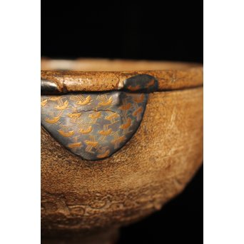 波千鳥蒔絵継古唐津片口/茶碗　K237 