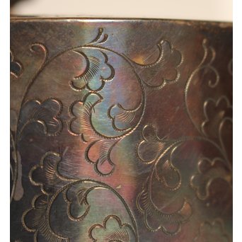 彫金葵御紋 純銀平提手銚子/銀瓶　K239 