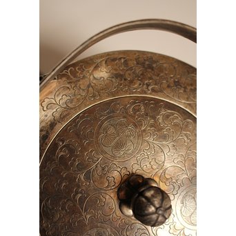 彫金葵御紋 純銀平提手銚子/銀瓶　K239 