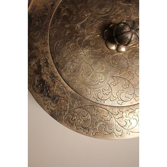 彫金葵御紋 純銀平提手銚子/銀瓶　K239 