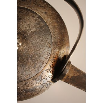 彫金葵御紋 純銀平提手銚子/銀瓶　K239 