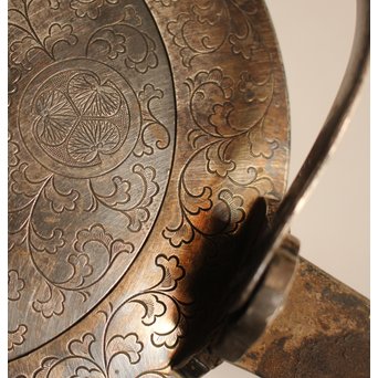 彫金葵御紋 純銀平提手銚子/銀瓶　K239 