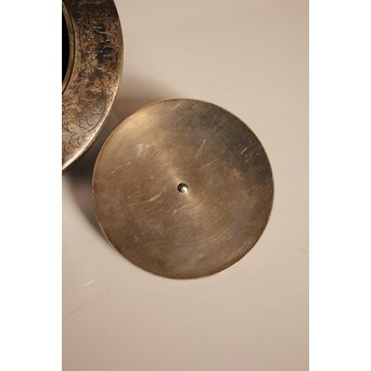 彫金葵御紋 純銀平提手銚子/銀瓶　K239 